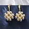 Brass Dangle Stud Earrings, with ABS Imitation Pearl, Rack Plating, Long-Lasting Plated, Lead Free & Cadmium Free, Round, Real 18K Gold Plated, 28x12.5mm