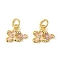 Brass Enamel Charms, with Jump Ring, Flower Charm, Real 18K Gold Plated, 9x11x3mm, Hole: 3mm