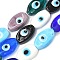 Handmade Evil Eye Lampwork Beads Strands, Oval, Mixed Color, 15.5~19x10x6~7mm, Hole: 1.6~2mm, about 21~22pcs/strand, 14.21~14.76''(36.1~37.5cm)