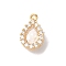 Brass Micro Pave Clear Cubic Zirconia Pendants, Nickle Free, Teardrop Charms, Real 18K Gold Plated, 12x8x4mm, Hole: 1mm