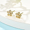 Flower Brass Micro Pave Clear Cubic Zirconia Stud Earrings, Rack Plating, Long-Lasting Plated, Lead Free & Cadmium Free, Golden, 8.5x8.5mm