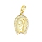 Brass Micro Pave Cubic Zirconia Saint European Dangle Charms, Large Hole Pendants, Real 16K Gold Plated, 28.5mm, Hole: 4.2mm