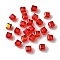 100Pcs Transparent Electroplate Glass Beads, AB Color Plated, Faceted, Cube, Red, 7x7x7mm, Hole: 1.6mm