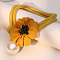 Cloth Flower Imitation Pearl Round Tassel Lariat Necklaces for Women, Yellow, 22.05 inch(56cm)