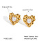 304 Stainless Steel Heart Stud Earrings, with Imitation Pearl, Real 18K Gold Plated, 27.9x21.7mm