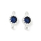 Brass Cubic Zirconia Flat Round Connector Charms, Rack Plating, Long-Lasting Plated, Silver Color Plated, Prussian Blue, 9x4.5~5x3mm, Hole: 1mm
