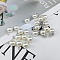 ABS Plastic Imitation Pearl Charms, with Resin Rhinestone, Round Charm, Seashell Color, 13x8mm, Hole: 3mm
