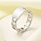 Textured Rectangle 304 Stainless Steel Finger Ring for Women, Stainless Steel Color, Inner Diameter: 17mm
