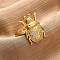 Brass Micro Pave Cubic Zirconia Adjustable Open Cuff Rings for Women, Cadmium Free & Lead Free, Insect, Real 18K Gold Plated, Inner Diameter: Adjustable, Tray: 22.5x16mm