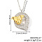 Brass Micro Pave Clear Cubic Zirconia Bee Initial Pendant Necklaces, Platinum & Golden, Letter Q, 15.75 inch(40cm), pendant: 30x24mm