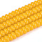 Opaque Spray Painted Glass Beads, Rondelle, Gold, 6~6.5x3mm, Hole: 1mm, about 103~118pcs/strand, 14.57~14.96 inch(37~38cm)