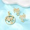 Brass Micro Pave Cubic Zirconia Pendant & Stud Earrings Sets for Women, Real 18K Gold Plated, Coconut Tree, 13x11mm, 20x18x3.5mm, Hole: 5x3.4mm