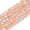 Electroplate Glass Beads Strands, Half Rainbow Plated, Faceted, Rondelle, PeachPuff, 3.5~3.8x3mm, Hole: 0.4mm, about 105~110pcs/strand, 29~31cm