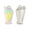 Alloy Enamel Pendants, Ice Cream Charm, Platinum, Champagne Yellow, 23.5x11x2.5mm, Hole: 2mm