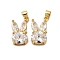 Brass Micro Pave Cubic Zirconia Pendants, Rabbit, with Glass, Cadmium Free & Lead Free, Real 18K Gold Plated, Rack Plating, Long-Lasting Plated, Clear, 20x11x6mm, Hole: 4x4.5mm