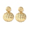 304 Stainless Steel Dangle Stud Earrings, Flat Round, Real 14K Gold Plated, 58x38.5mm