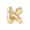 Brass Micro Pave Clear Cubic Zirconia Pendant, Letter A~Z, Letter K, 22x18x6mm, Hole: 4mm