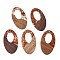 Transparent Resin and Walnut Wood Pendants, Hollow Oval Charms with Gold Foil, Chocolate, 49.5x28x4mm, Hole: 2mm, 