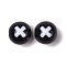 Two-tone Acrylic Beads,, Round, Cross, Black, 11.5x11mm, Hole: 2.5mm, about 555pc/500g
