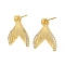 Fishtail Brass Micro Pave Clear Cubic Zirconia Stud Earring Findings, Real 18K Gold Plated, 19.5x16mm, Pin: 0.7x11mm/0.9mm