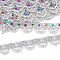 FINGERINSPIRE 18.6 Yards Shiny Sequins Lace Trim 2 Roll 1.4 inch Wide Silver Metallic Braid Woven Lace Trim Polyester Sequins Woven Lace Ribbon for Sewing Crafts Clothing Curtains Home DIY Decoration