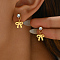 Fashionable 201 Stainless Steel Stud Earrings, with Clear Cubic Zirconia, Real 18K Gold Plated, Bowknot, 16x9mm