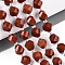 Natural Red Jasper Beads Strands, Twist, Faceted, with Seed Beads, 8~8.5x8~8.5x8~8.5mm, Hole: 1~1.2mm, about 35~37pcs/strand, 14.37~14.96''(36.5~38cm)