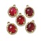 Dyed Natural White Jade Faceted Oval Pendants, Rack Plating Brass Micro Pave Cubic Zirconia Charms, Golden, Red , 15.5x11x4.5mm, Hole: 1.4mm