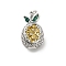 Brass Micro Pave Cubic Zirconia Pendants, Fruit Charms, Rack Plating, Long-Lasting Plated, Lead Free & Cadmium Free, Pineapple, 15.5x7.5x6.5mm, Hole: 1.2mm