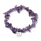 Natural Amethyst Stretch Bracelets, with 304 Stainless Steel Pendants, Flat Round with Aquarius Sign, Inner Diameter: 1-7/8~2 inch(4.9~5.2cm)