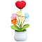 1Pc Hand Knitted Potted Plants Crochet Flower, Forget-me-not, with Plastic Vase, FireBrick, 58x170mm