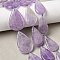 Natural Amethyst Beads Strands, Flat Teardrop, 25~34x16~20x5~6mm, Hole: 1.6mm, about 13~15pcs/strand, 16.34''(41.5cm)~16.93''(43cm)