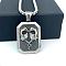 Mythology Stainless Steel Rectangle with Double Daragon Pendant Necklaces, Stainless Steel Color