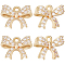 12Pcs Rack Plating Brass Micro Pave Cubic Zirconia Charms, Long-Lasting Plated, Bowknot, Light Gold, 10x13x5mm, Hole: 1.2mm