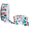 1 Roll Single Face Printed Polyester Grosgrain Ribbons, Flower Pattern, Teal, 1 inch(25mm), about 20.00 Yards(18.29m)/Set