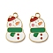Christmas 304 Stainless Steel Enamel Pendants, Real 14K Gold Plated, Snowman, 17.5x10.5x1.5mm, Hole: 1.8mm