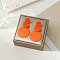 3-Round Alloy Dangle Stud Earrings, Golden, Dark Orange, 60x35mm