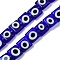 Handmade Evil Eye Lampwork Beads Strands, Square, Medium Blue, 7.5~8x7.5~8x3mm, Hole: 0.6mm, about 48pcs/strand, 14.37~14.53''(36.5~36.9cm)