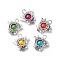 Synthetic Turquoise Dyed Pendants, Antique Silver Plated Alloy Charms, Mixed Color, Flower, 20x20x6mm, Hole: 3.2mm