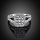 Moda rectángulo 925 collar de plata anillos de dedo de circonio cúbico RJEW-BB16653-6-4