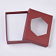 厚紙のジュエリーボックス  リングのために  ネックレス  ピアス  六角形の透明な窓と内側にスポンジ  長方形  ミックスカラー  9.2x7.2x2.5cm CBOX-N012-09-6