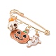 3Pcs 3 Style Halloween Skull & Ghost & Pumpkin Enamel Safety Pin Brooch JEWB-TA00012-4