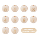 Olycraft 50pcs numéro 0 à 9 perles européennes en bois naturel non fini WOOD-OC0001-70-3