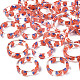女性のための透明な樹脂フラットラウンドストライプ模様フィンガーリング  サクランボ色  usサイズ6（16.5mm） RJEW-T022-019-1