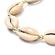 Fußkettchen aus natürlichen Kaurimuscheln mit geflochtenen Perlen für Mädchen und Frauen AJEW-AN00451-01-6