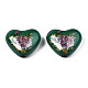 Flower Printed Opaque Acrylic Heart Beads SACR-S305-28-N04-2