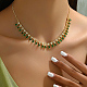 Lätzchen-Halskette aus goldenem Messing mit rechteckigem Charme für Damen VR0432-3-2