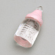 スプレープリント樹脂ビーズ  穴なし/ドリルなし  フィーディングボトル  ピンク  22x10mm X-CRES-Q196-23B-1
