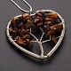 Corazón con el árbol de la vida de latón de piedras preciosas naturales collares pendientes NJEW-JN01103-05-2