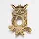 Style tibétain grand hibou dos ouvert pendentif supports cabochons pour Halloween X-TIBEP-768-AG-R-2